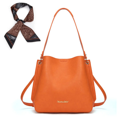 Montana West Medium Hobo Purse for Women 3 Compartment Bucket Shoulder Bag with Crossbody Strap