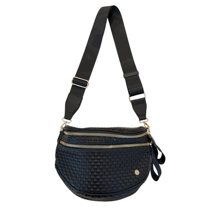 Gold Blush Signature Woven Bum Bag – Woven Faux Leather Crossbody 60” Strap spacious design