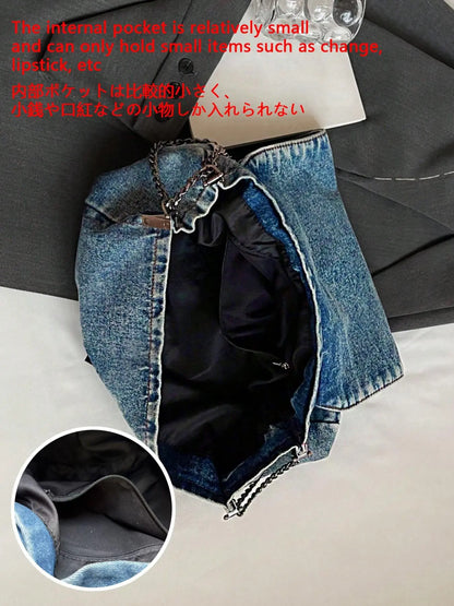 Fashion Denim Chain Shoulder Bag, 2026 New Styling Casual Versatile Crossbody Bag for Women, Trendy All-match Commuter Bag for Daily Travel Work Commute