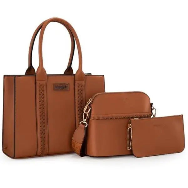 Wrangler 3Pcs Purses for Women Tote Bag Crossbody Handbag Sets with Strap 3 Set