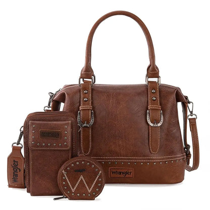 Wrangler 3Pcs Doctor Bag Sets for Women Top-handle Satchel Bag with Cell Phone Handbags and Coin Purse