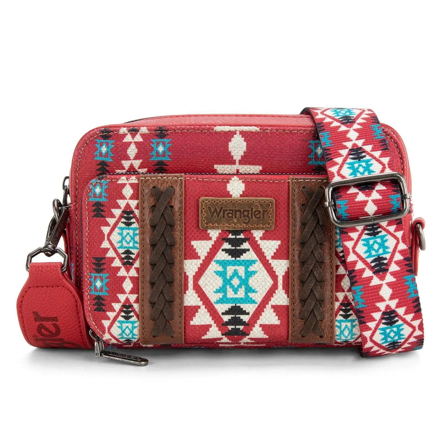 Wrangler Crossbody Bag for Women Boho Aztec Small Multi Pocket Crossover Purse