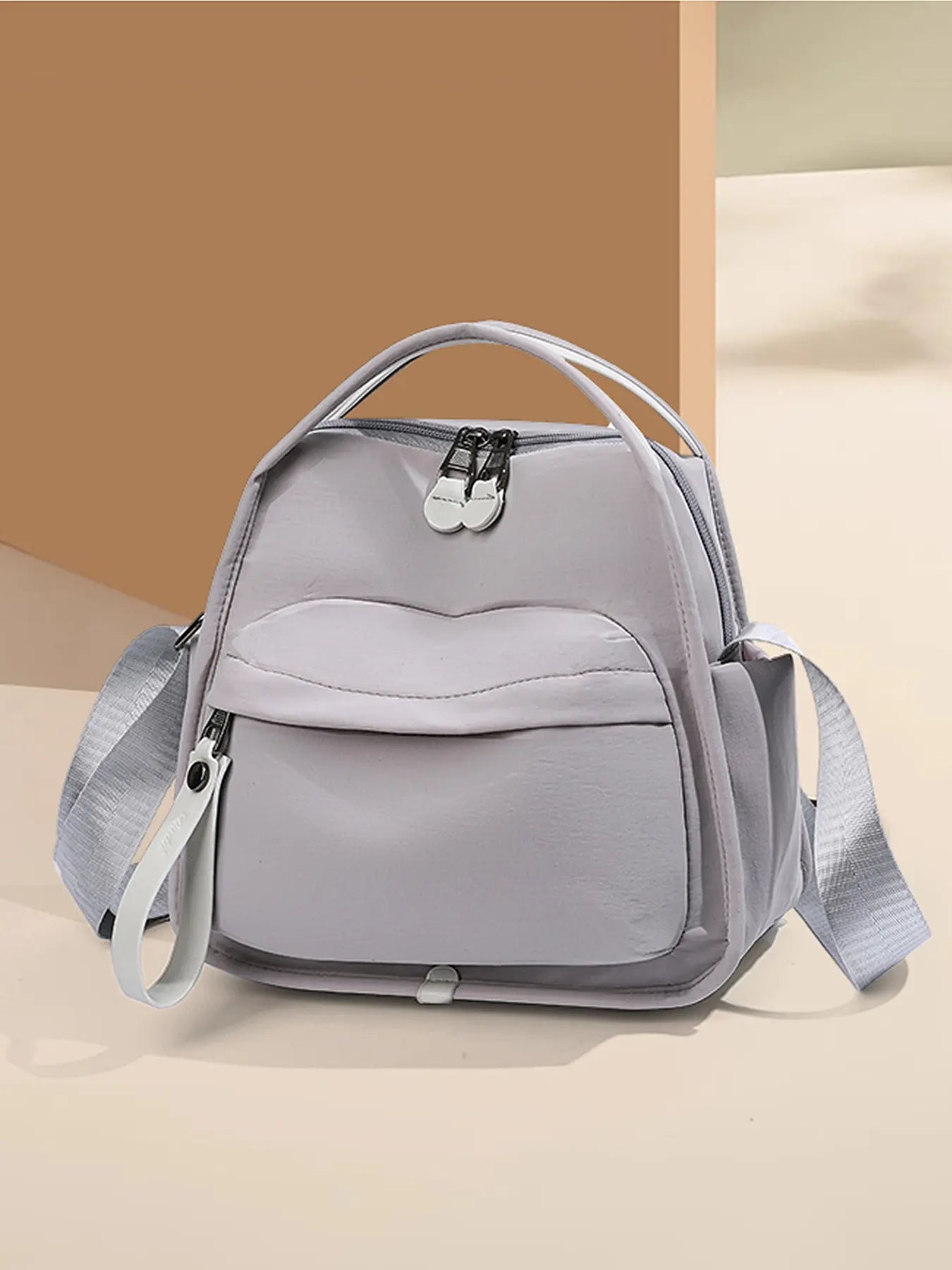 Ladies' elegant solid color shoulder bag, fashionable zipper All Match crossbody bag for daily use, simple solid color, casual trend versatile high-quality commuter shoulder bag, Fabric shoulder bags